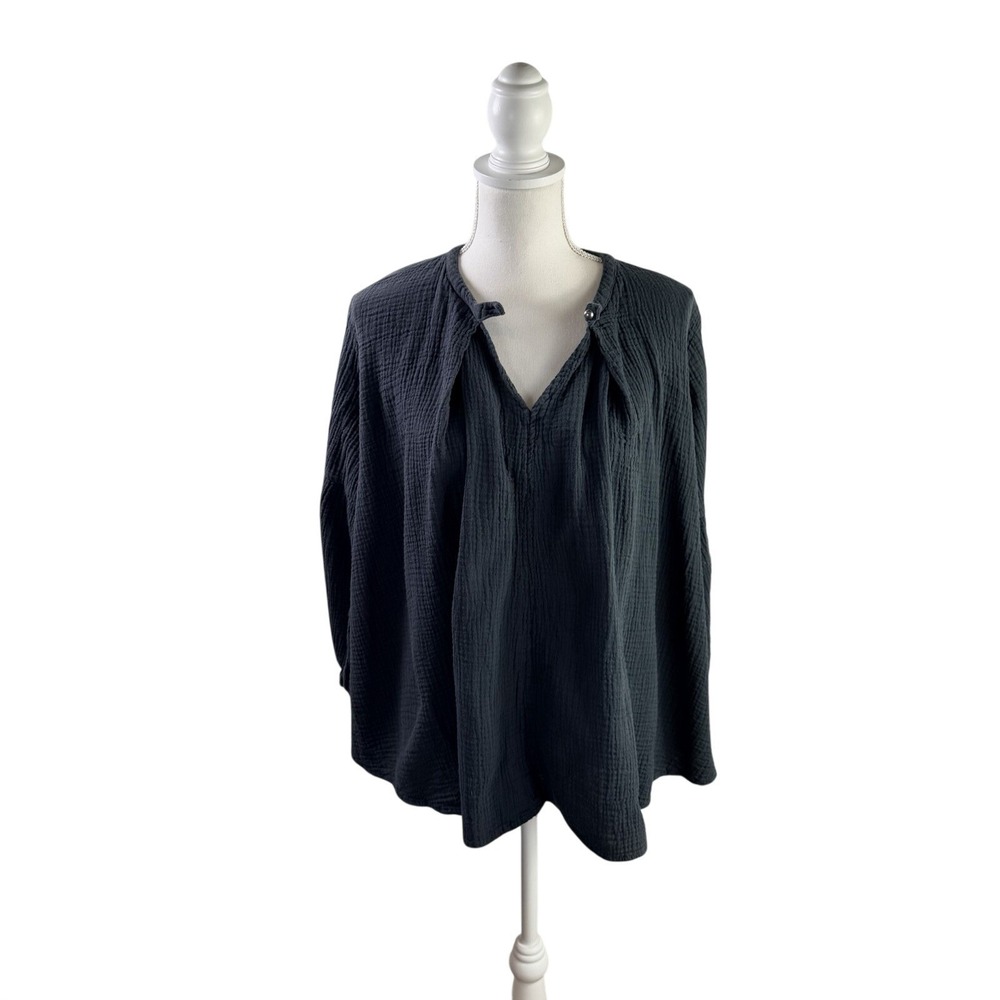 Umgee Tunic Top Large 3/4 Sleeve Boho Gray